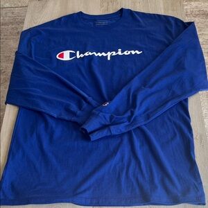 Champion Men’s Blue Long Sleeve Logo Shirt Size Large Authentic Athleticwear